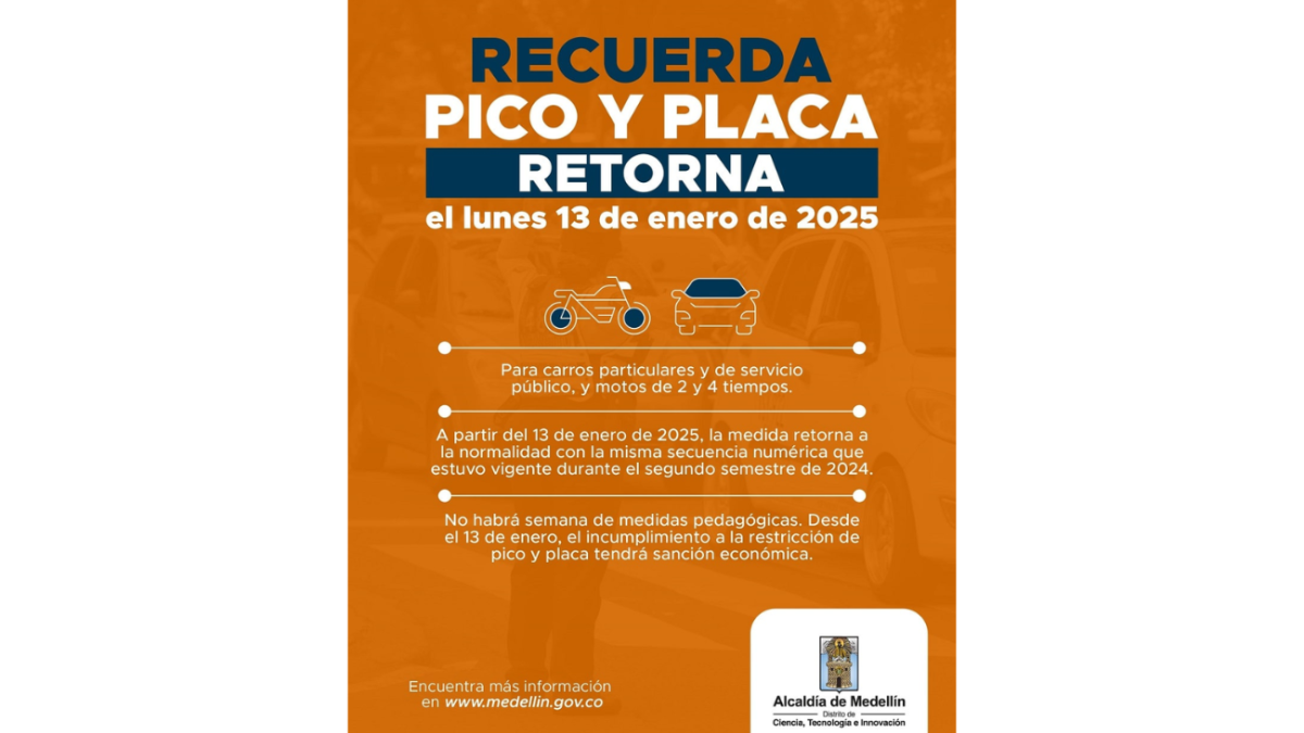 Regresa el Pico y Placa en Medellín