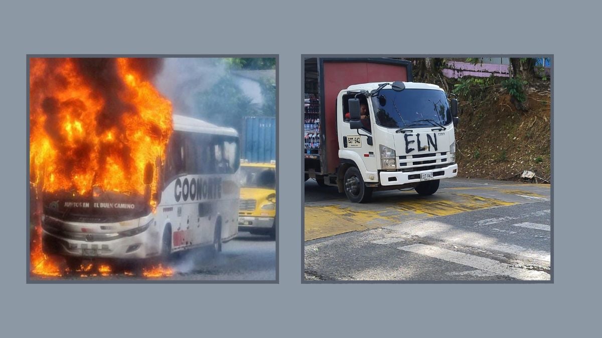 Bus quemado en el corregimiento de Puerto Valdivia