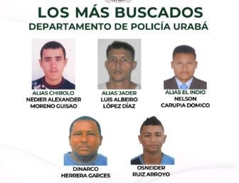Revelan el cartel de los más buscados por homicidio y hurto en Urabá