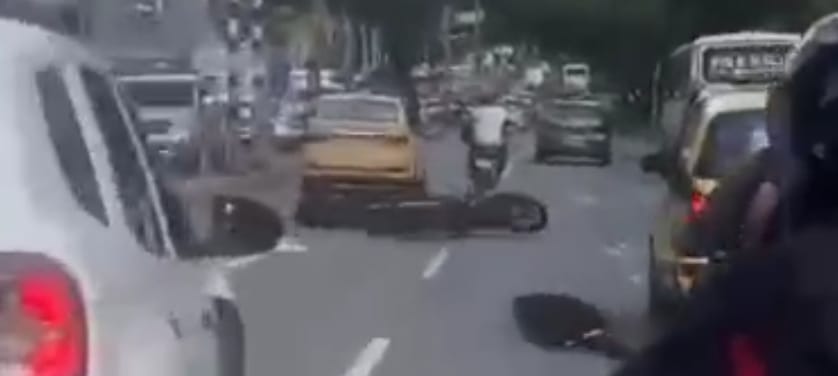 Video viral: Graban a taxista que embistió a motociclista en Medellín