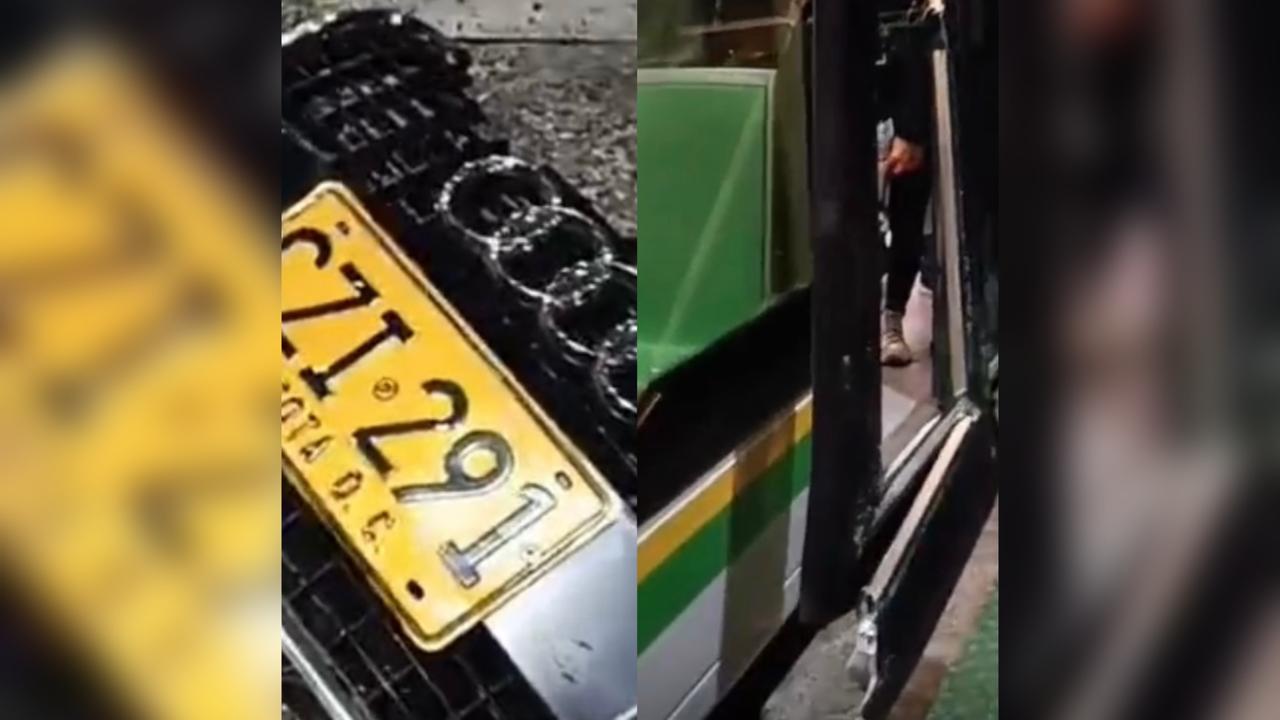 Vehículo chocó con el tranvía en Medellín y se dio a la fuga