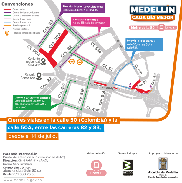 Nuevos cierres viales en Calasanz por obras de energía del Metro de la 80