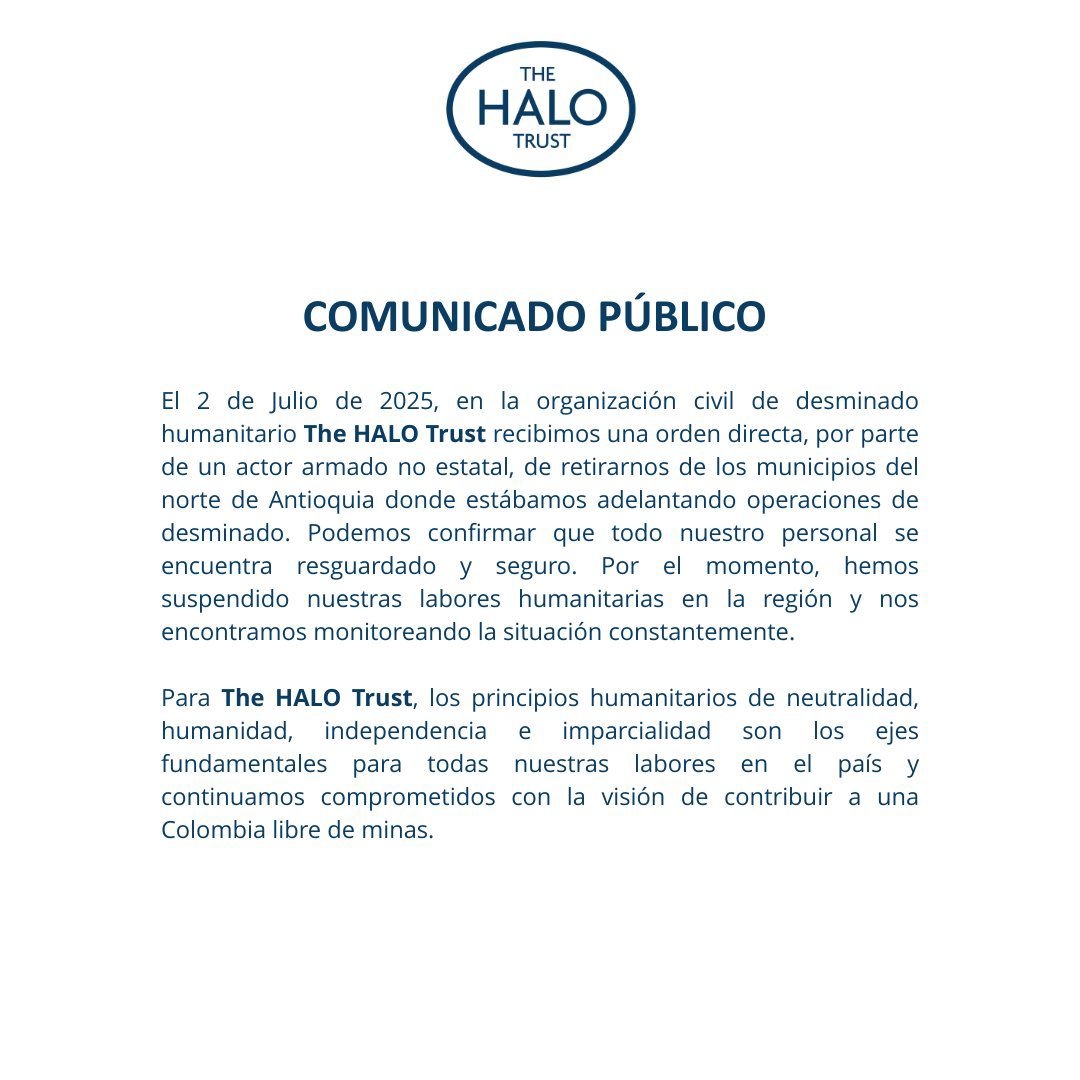 Comunicado The Halo Trust