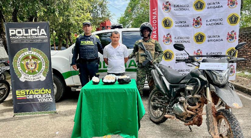 Yondó: capturan a sujeto con base de coca avaluada en más de $20 millones