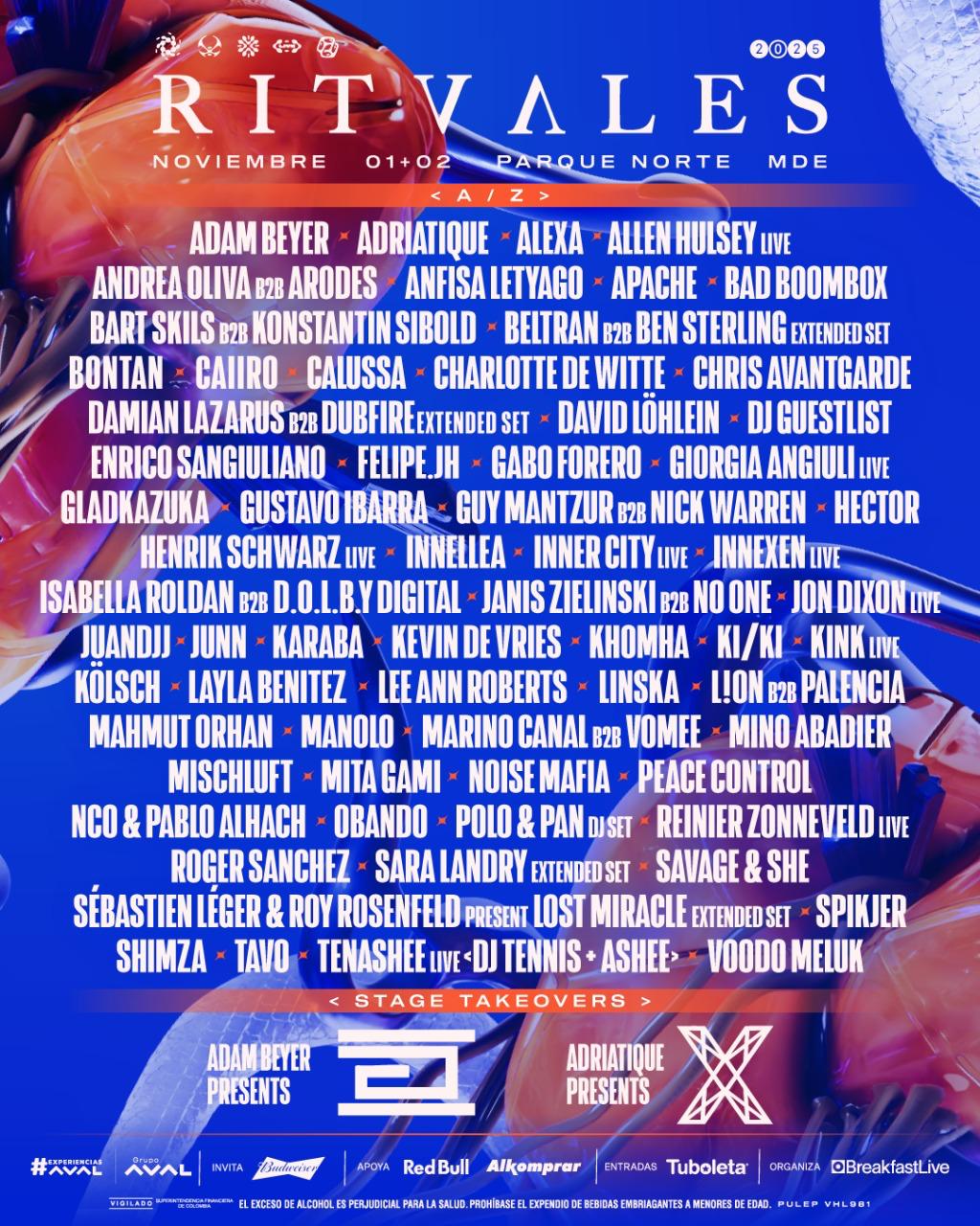 RITVALES 2025: un cartel de lujo con más de 60 artistas que harán vibrar a Medellín