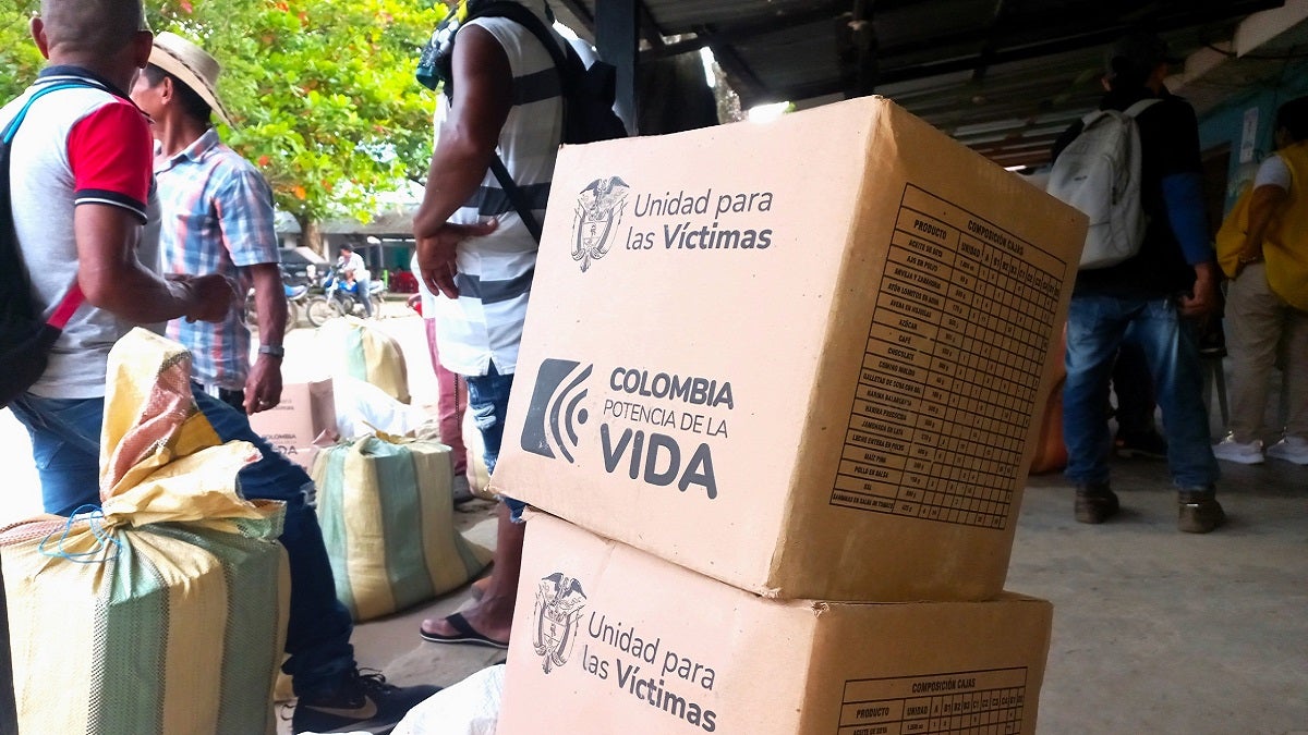 Entrega de ayudas humanitarias en Antioquia