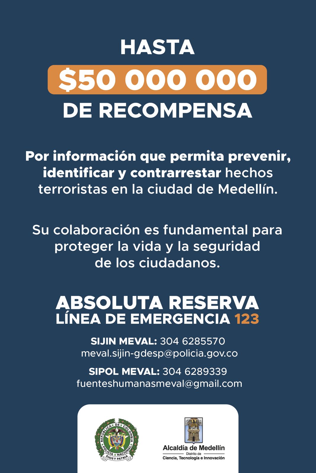 Fico ofrece $100 millones por alias “Primo Gay” y hasta $50 millones para evitar atentados terroristas en Medellín
