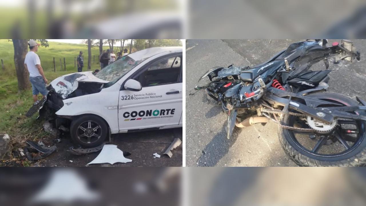 Choque frontal entre vehículo de servicio público y moto en vía a Caucasia: un muerto y tres heridos
