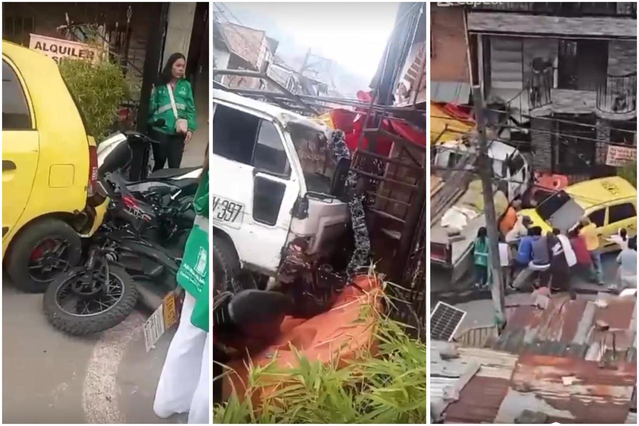 Grúa sin frenos dejó cuatro heridos en Medellín