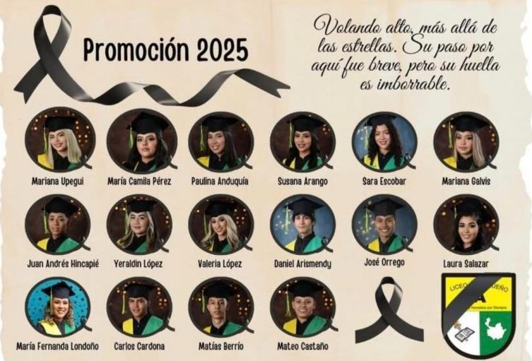 Listado de estudiantes que serán velados en la tragedia vial en Antioquia