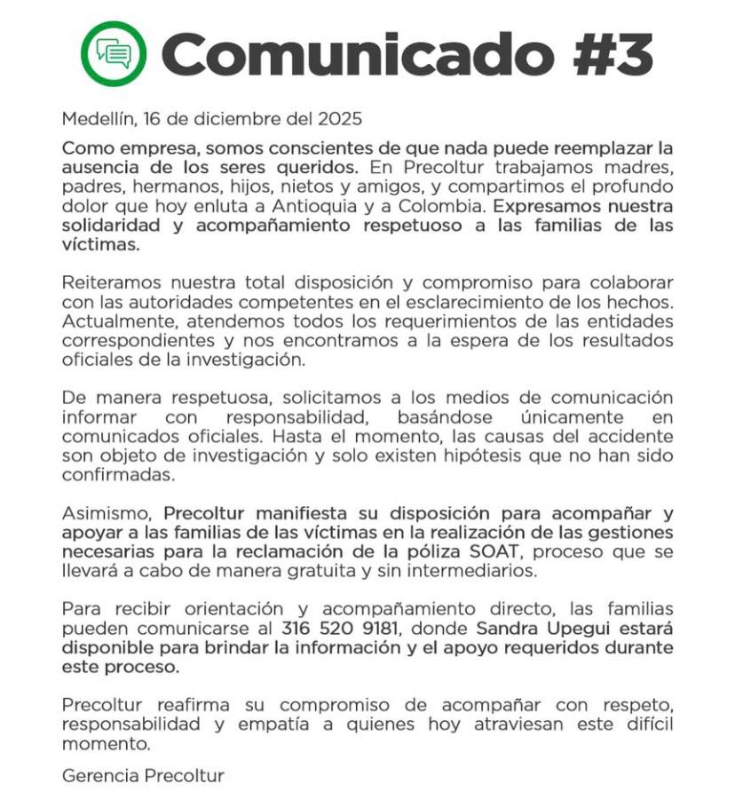 La empresa también hizo un llamado a los medios de comunicación y a la opinión pública para manejar la información con cautela
