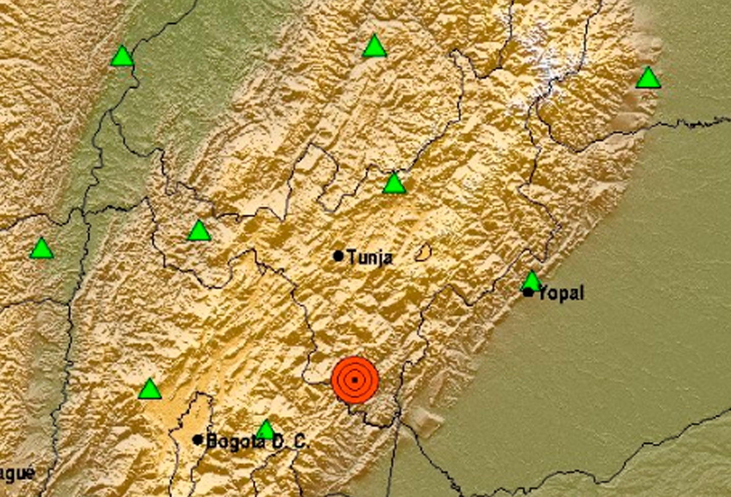 Zona del temblor en Boyacá (13/12/18)