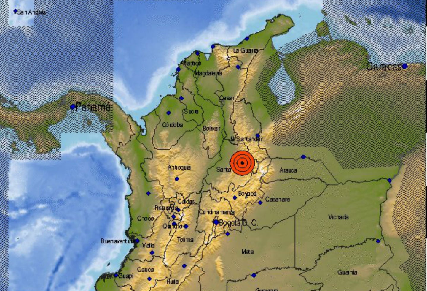 Temblor en la Mesa de los Santos