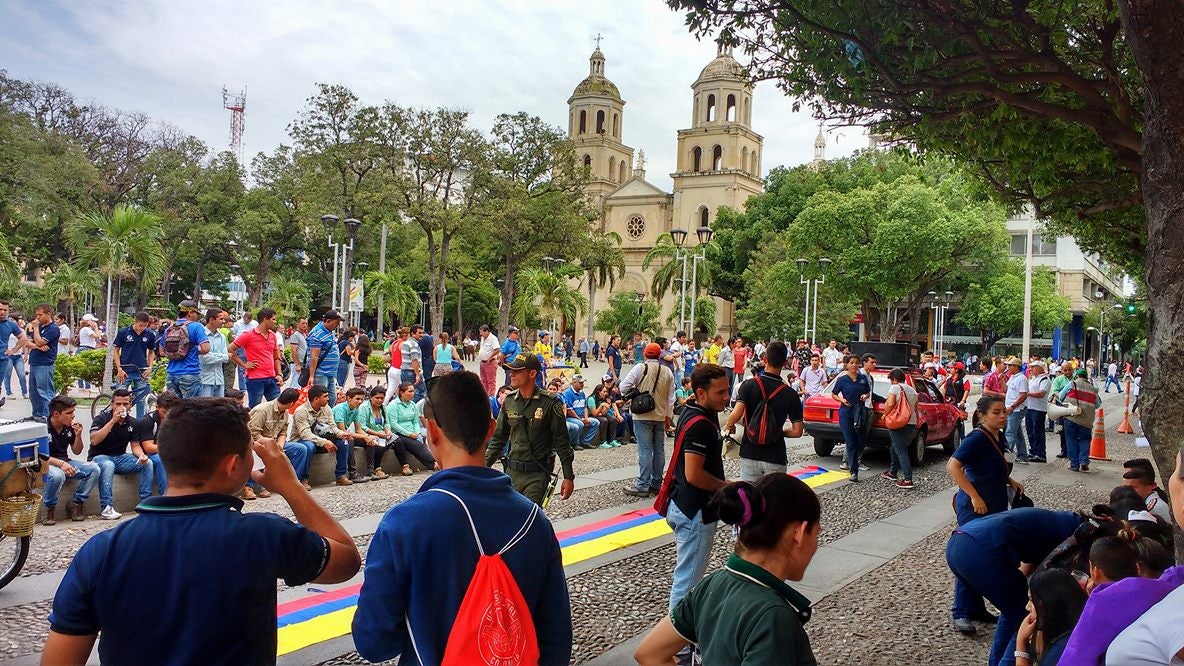 Protesta en el parque Santander de la ciudad de Cúcuta
