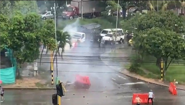 Disturbios en la entrada de Piedecuesta