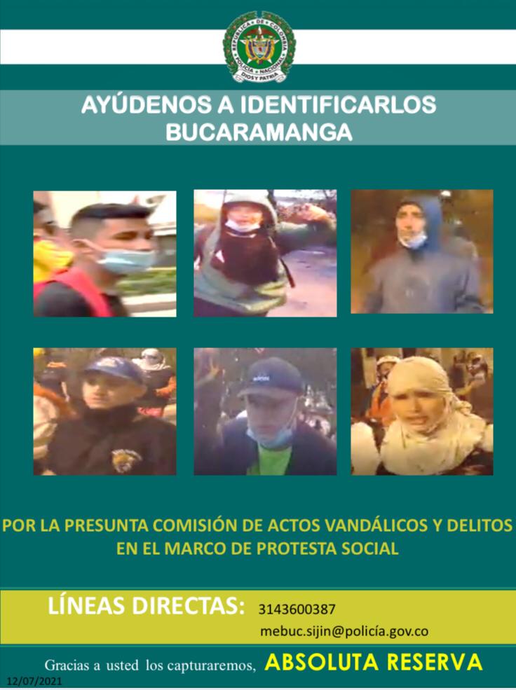Buscados por vandalismo en Bucaramanga