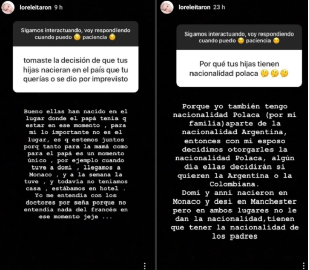 Lorelei Tarón- Historias de Instagram