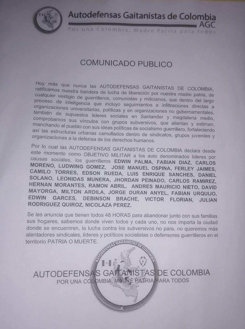 Amenaza líderes Santander