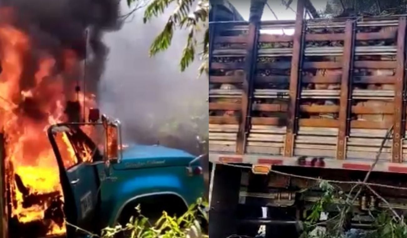 Camión incinerado en Ocaña