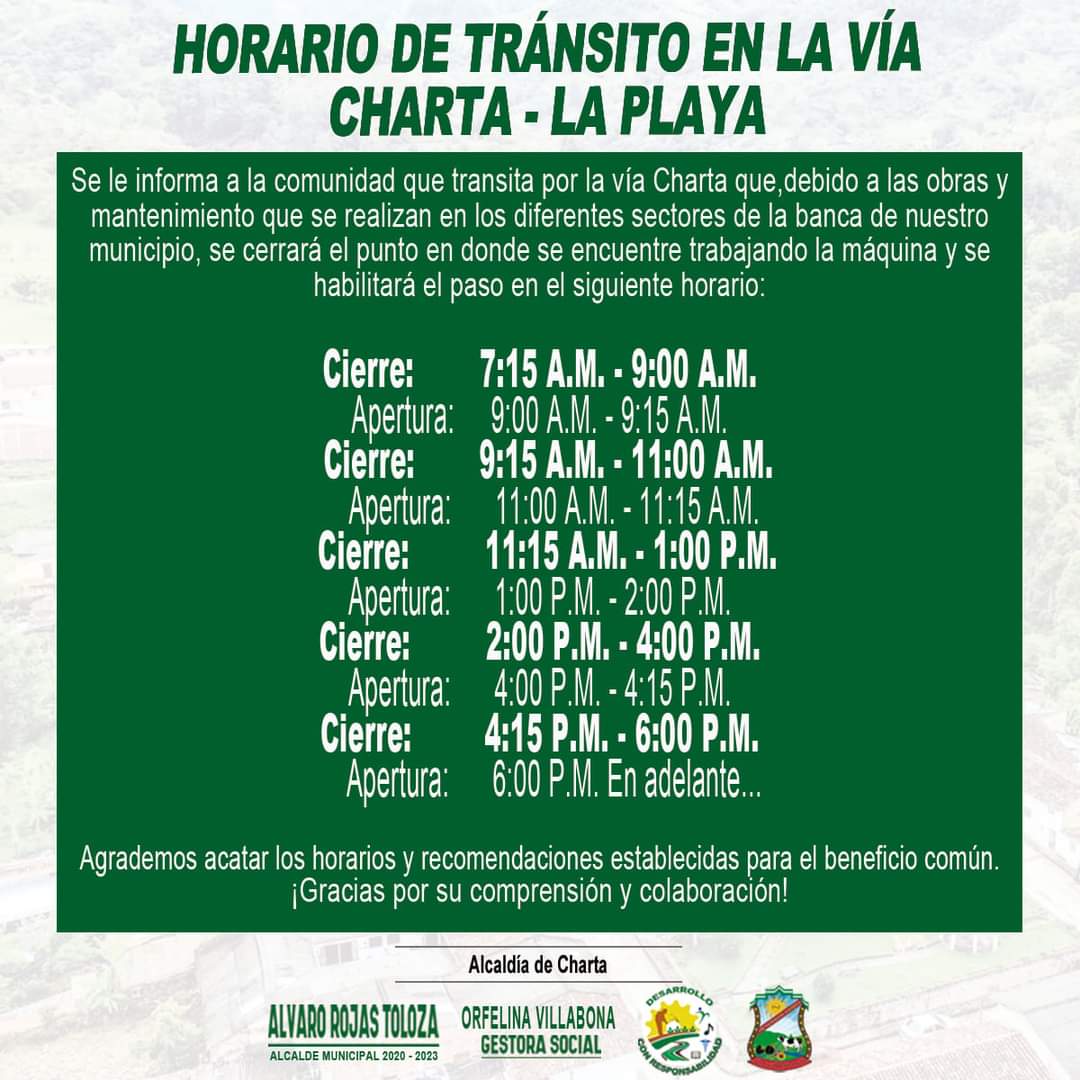 Horarios vía Charta en Santander