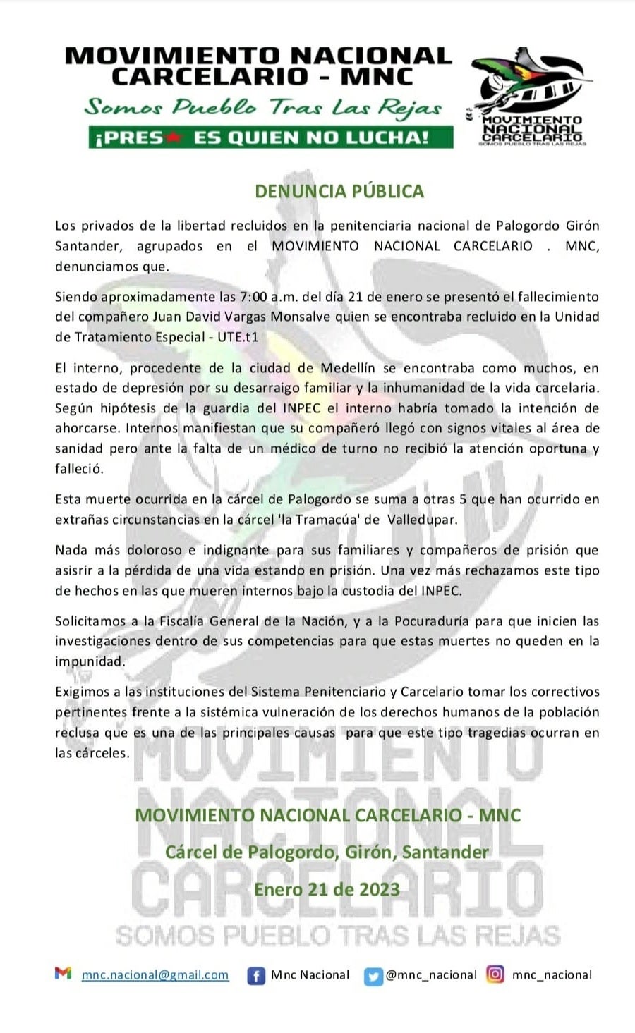 Piden aclarar esta muerte.