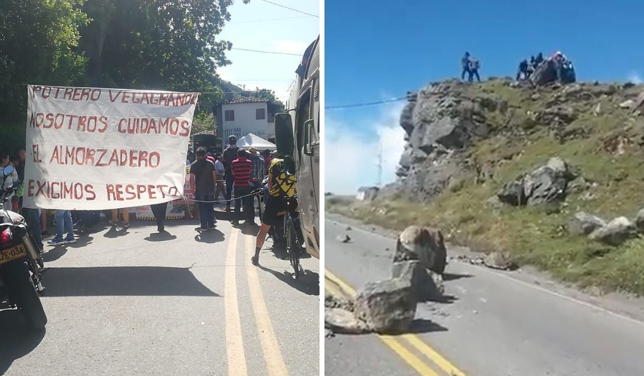 Caída de rocas en el Picacho, Santander, por protestas
