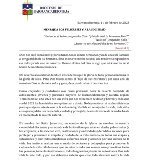 Obispo de Barrancabermeja rechaza seguidilla de homicidios