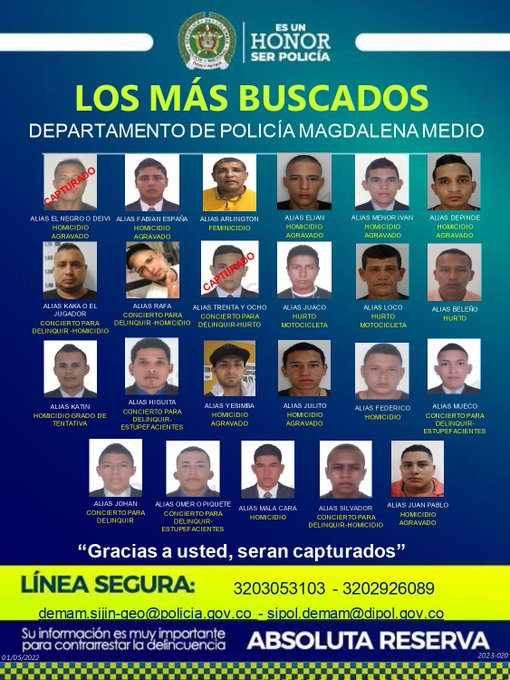 Cartel de los más buscados