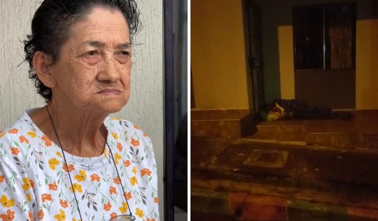 Mujer de la tercera edad duerme en la calle en Piedecuesta