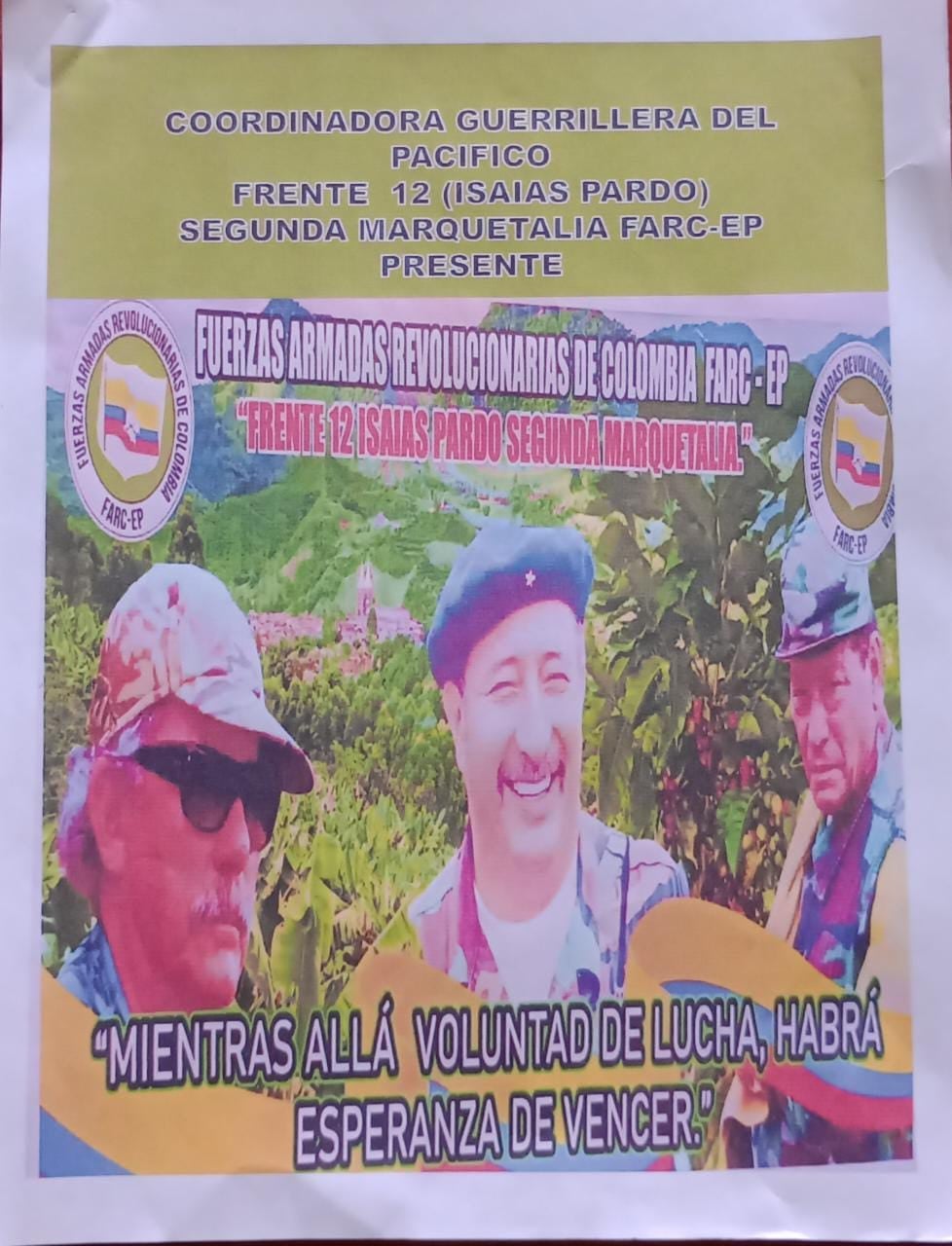 Panfletos de las disidencias de las Farc en el Magdalena Medio
