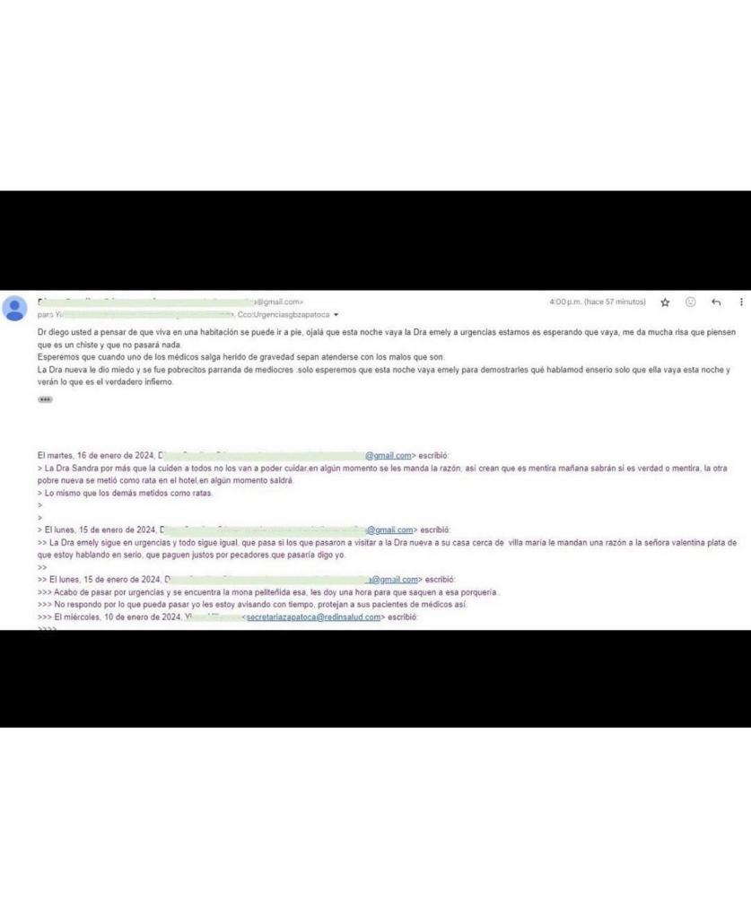 Amenazas personal médico