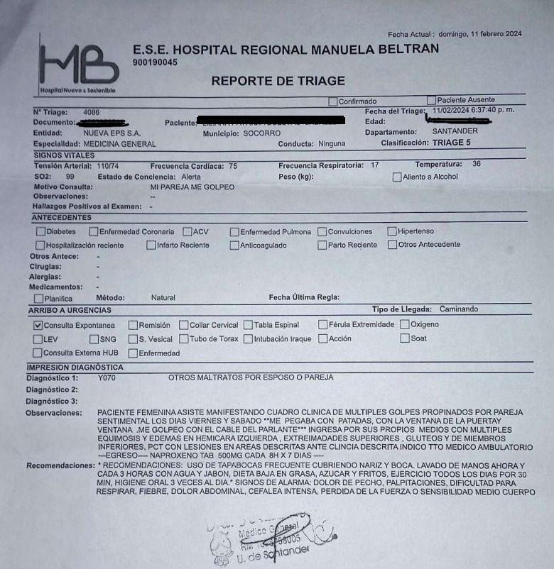 Mujer denuncia violencia intrafamiliar