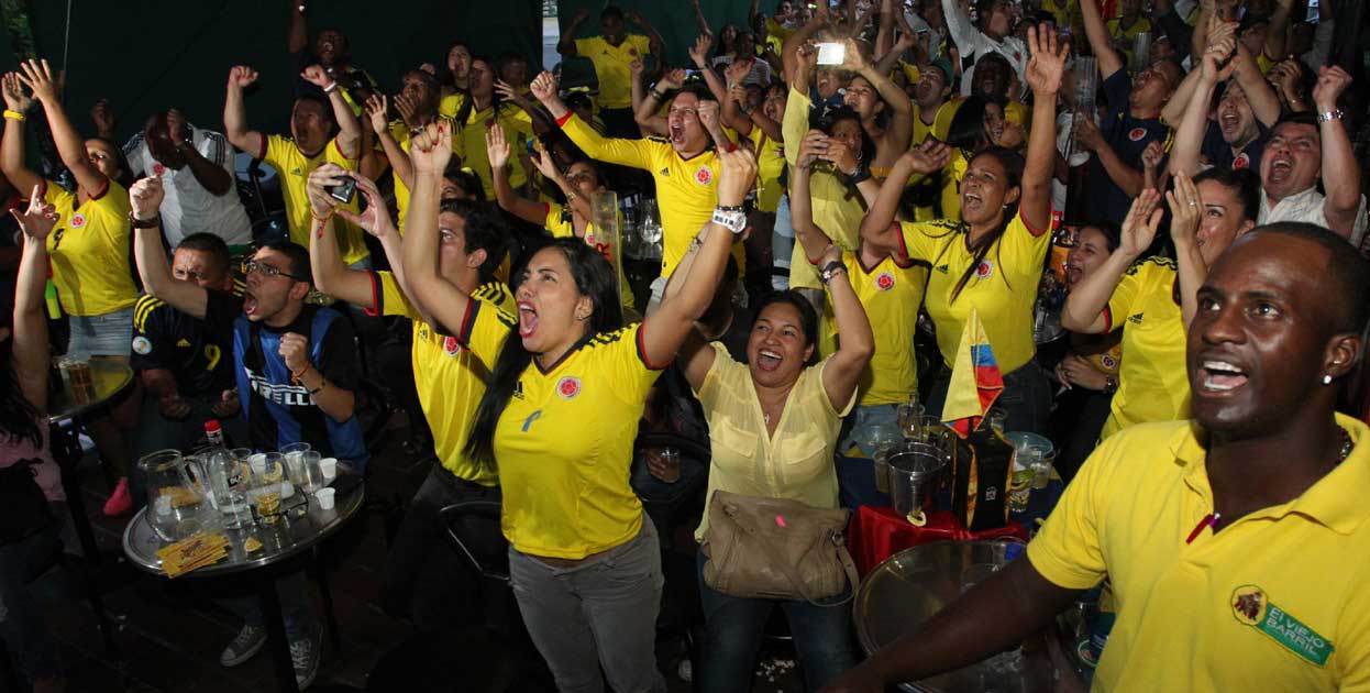 Celebración del triunfo de la Selección Colombia