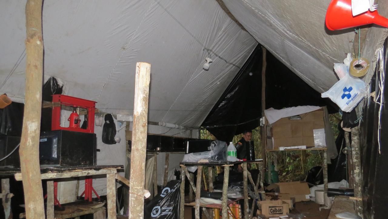 Laboratorio de procesamiento de hoja de coca en Chinácota, Norte de Santander