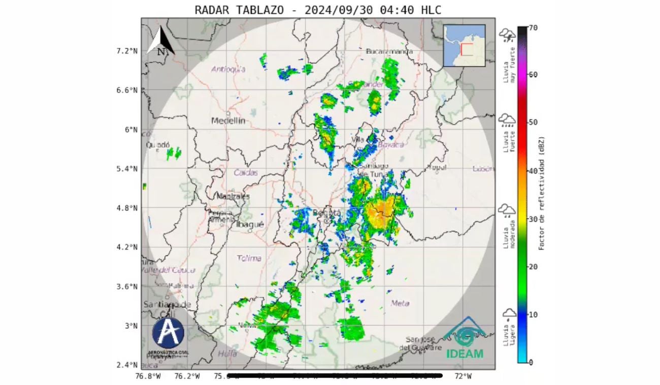 Radar de lluvias en Colombia