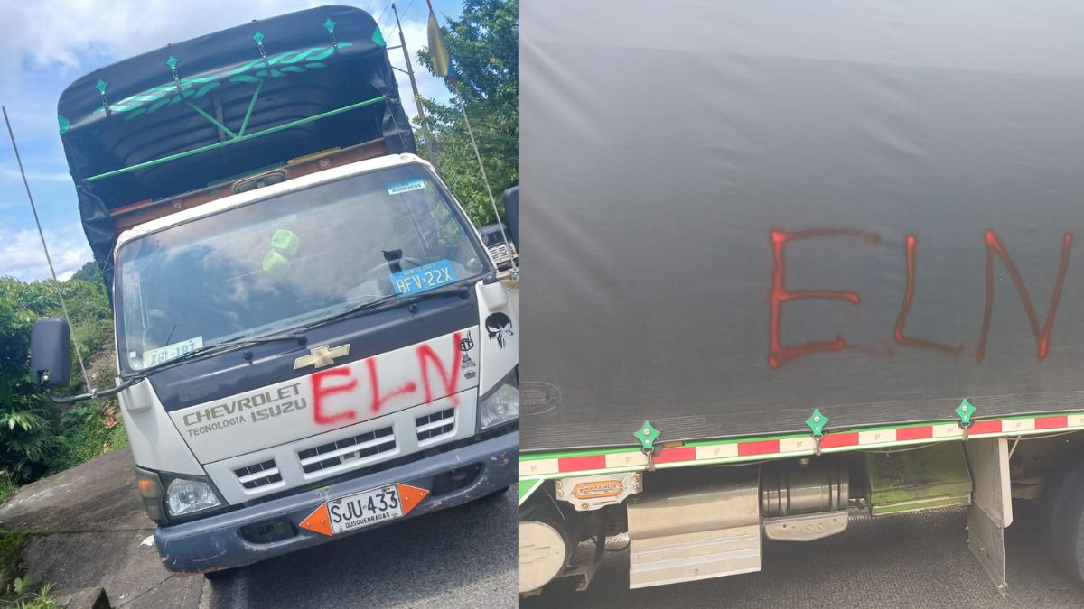 Vehículos marcados con siglas alusivas al ELN