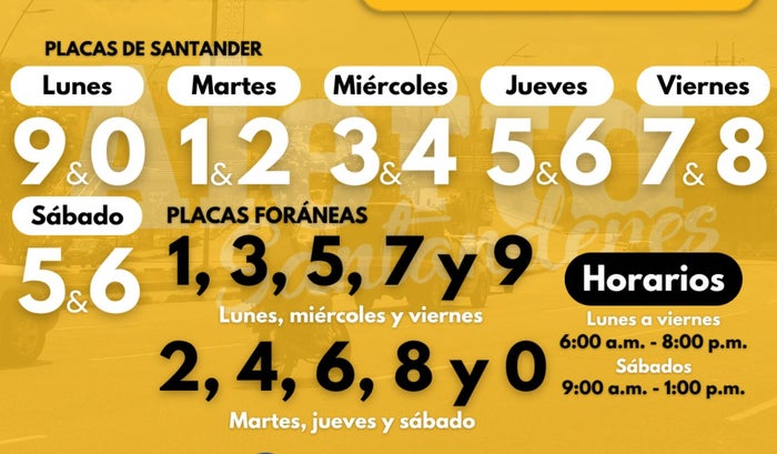 Pico y placa en Bucaramanga del 13 al 18 de enero
