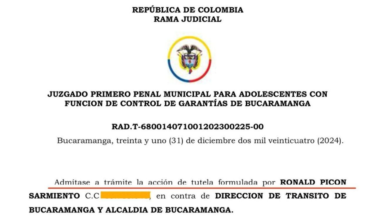 Tutela en contra del pico y placa par e impar en Bucaramanga
