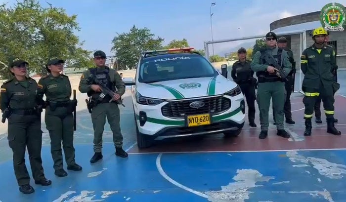 Cuerpo policial en el estadio Américo Montanini de Bucaramanga