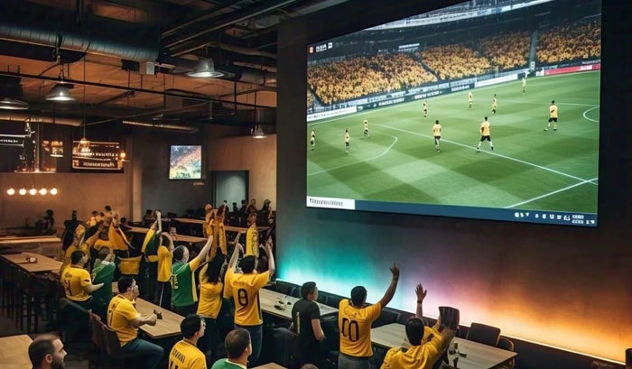 Pantalla gigante para ver un partido de fútbol (referencia)