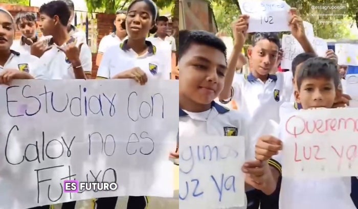 Protesta de estudiantes por falta de luz en Barrancabermeja