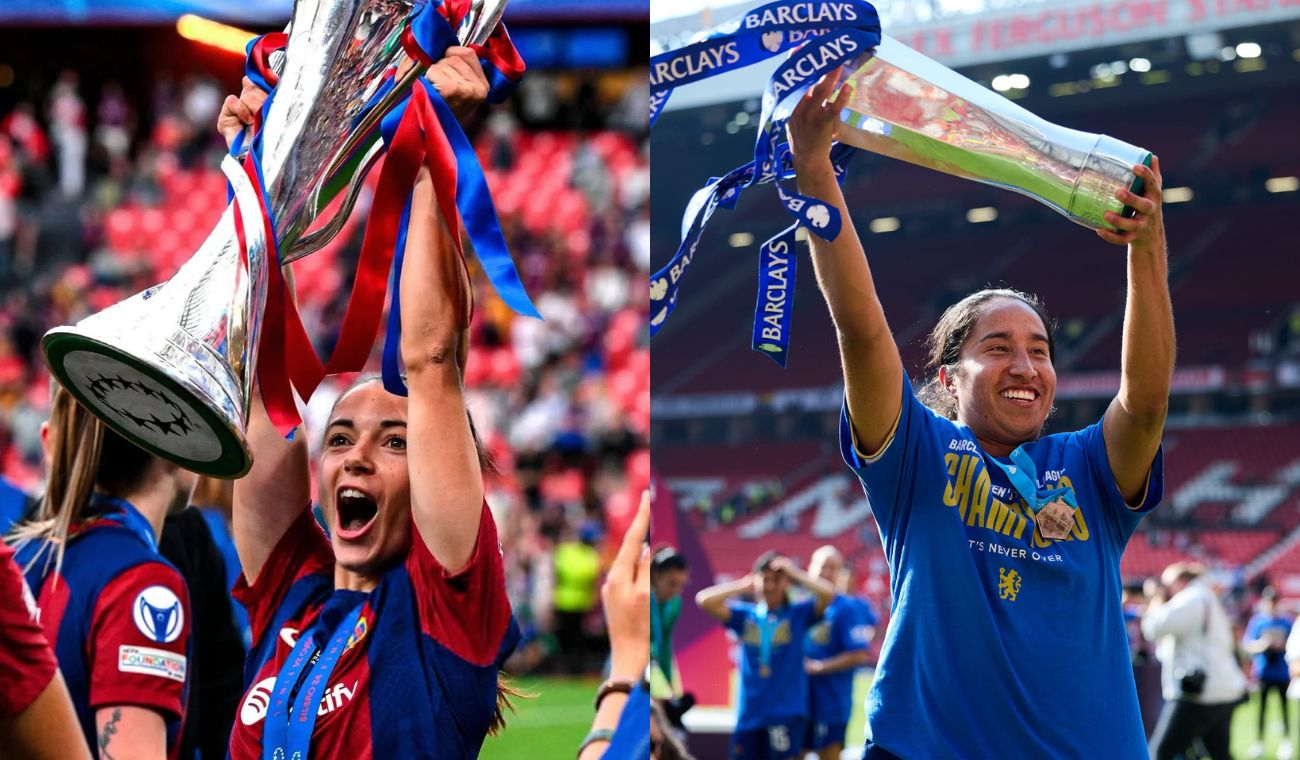 Aitana Bonmatí (Barcelona) y Mayra Ramírez (Chelsea)