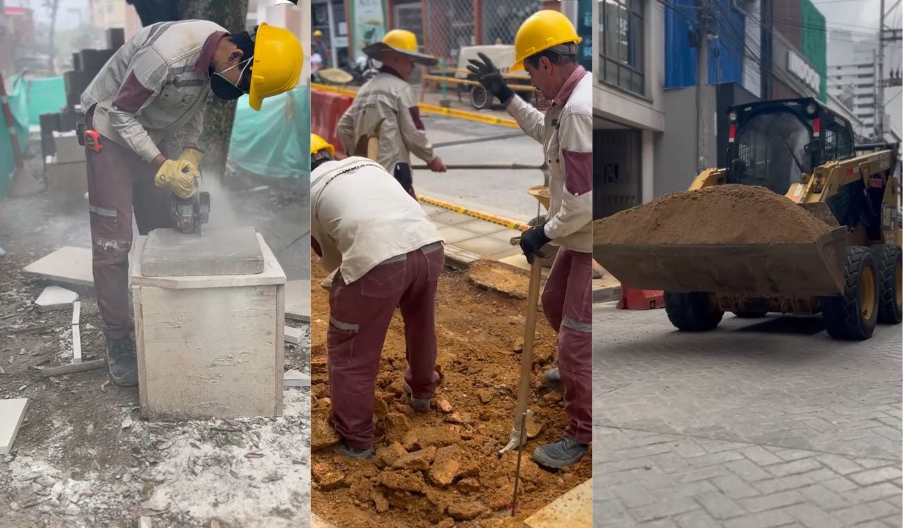 Obras del Centro Caminable en Bucaramanga