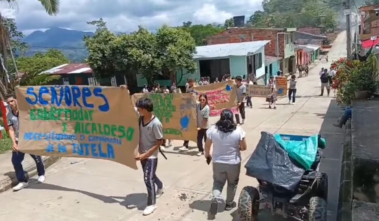 Protesta estudiantil en La Paz (Santander)