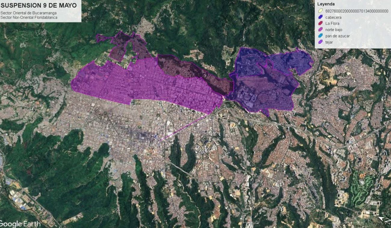 Corte de agua en el área metropolitana de Bucaramanga (viernes 9 de mayo)