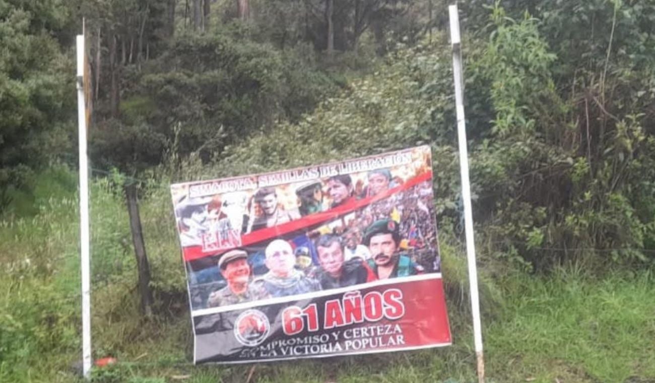 Pancarta del Eln en Cerrito