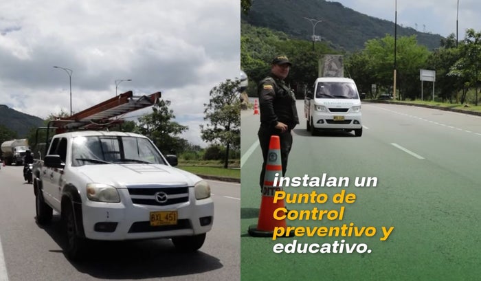 Punto seguro en la vía Lebrija - Girón