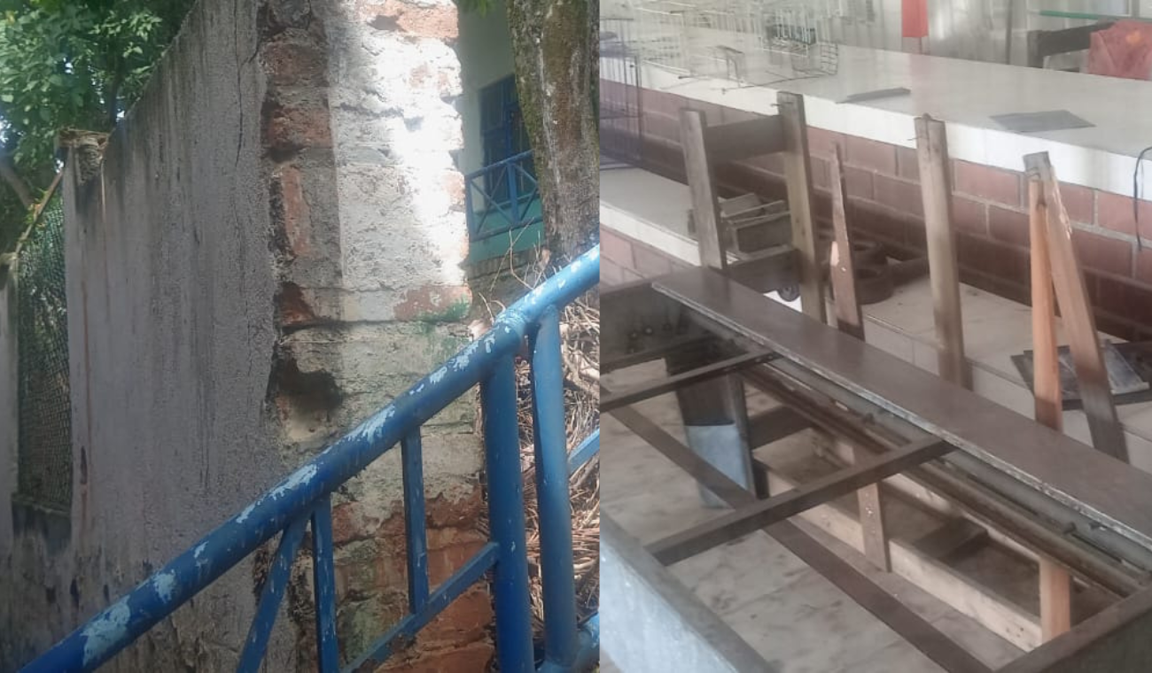 Infraestructuras afectadas en sedes de colegios en Bucaramanga.
