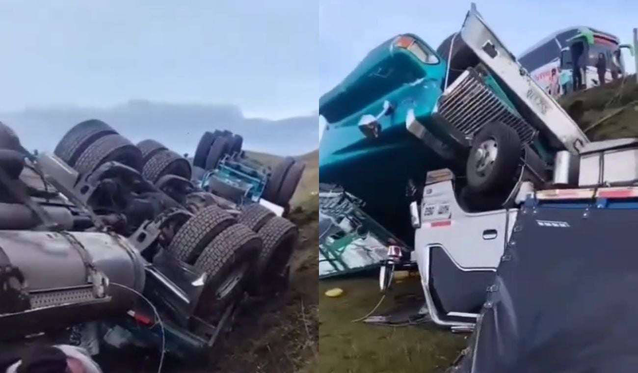 Accidente entre un camión y un tractocamión en la vía Bucaramanga - Cúcuta