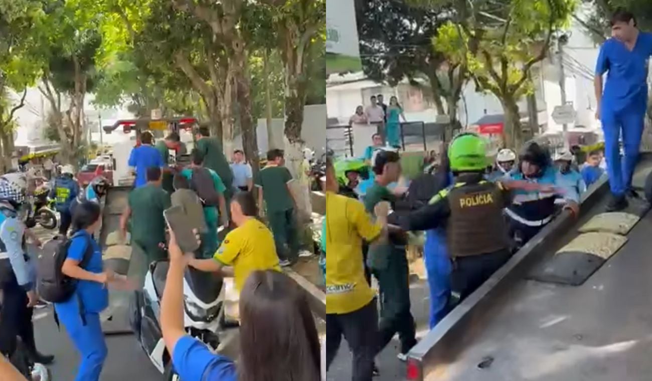 Altercado entre agentes de tránsito y estudiantes de la UCC en Bucaramanga